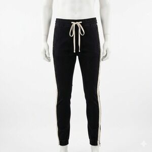 Kayden K Jogger Pants Men S Black Side Stripe Ankle Zip Slim Fit Drawstring Tech